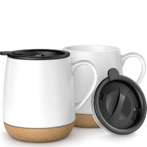 ZOVOKO Premium Ceramic Coffee Mug with Insulated Cork Coaster Base