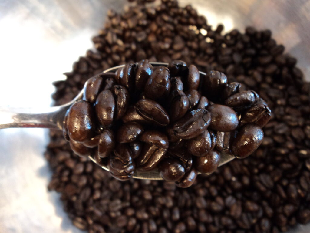Roasted Kona coffee beans